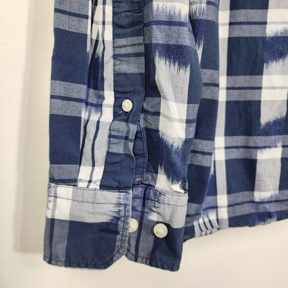 Banana Republic Mens Shirt Large Camden Fit Blue White Long Sleeve Button Cotton - Picture 6 of 10